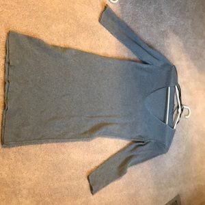 Grey V neck sweater dress